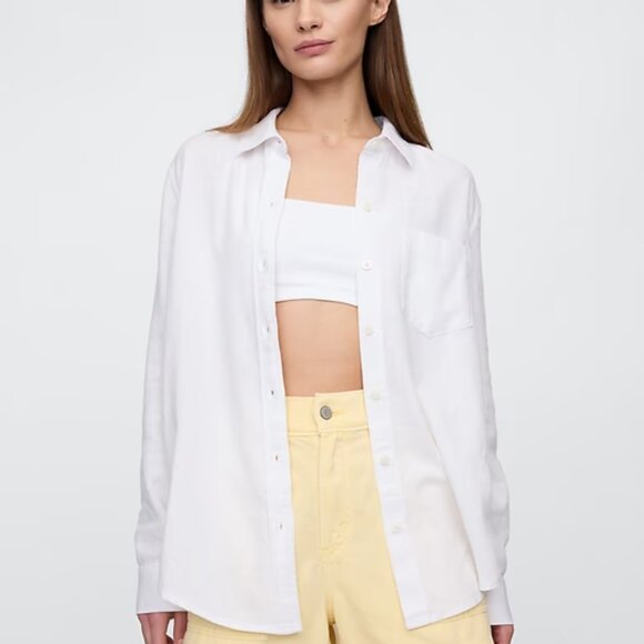 Gap Easy Shirt NWT in Cotton/Linen Blend Casual Button Down - Picture 1 of 9